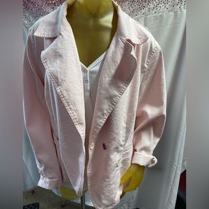 Pink, Jean blazer side pockets with cute little heart button